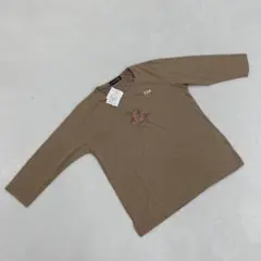 ⭐️新品Tシャツ⭐️カットソー 茶色 花柄 ワンポイント ピンク花 シンプル