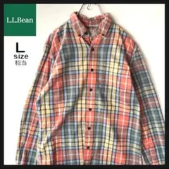 L.L.Bean 長袖 フランネルシャツ チェック柄 90s 古着 Lサイズ