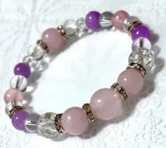 ローズクオーツ大玉12㎜玉　パープルアメジスト　パワーストーンブレスレット