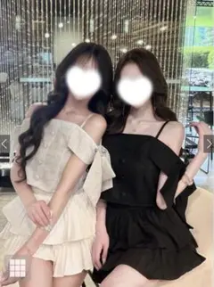サイドビッグリボンツイードオフショルダートップス