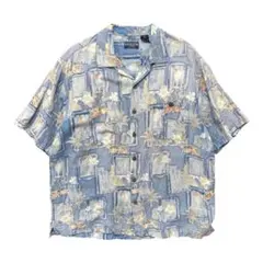 古着 キャニオンクリーク リネン レーヨン 開襟 アロハシャツ クラシックカー