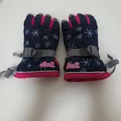 雪の結晶プリント手袋 ネイビー/ピンク