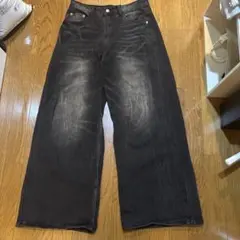 MENES ワイドデニムパンツ ブラック Mサイズ