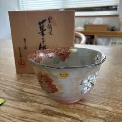 清水焼 菓子鉢 雲錦文 木箱入り 陶器 伝統工芸のサムネイル