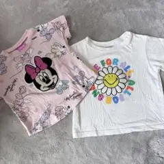 ミニーマウス＆花デザインTシャツ2枚セット