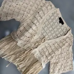 ZARA クロシェ編み 半袖カーディガン Sサイズ