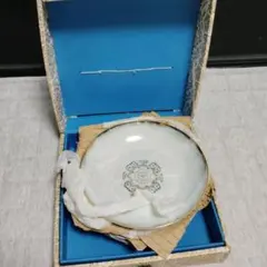 【昭和レトロ】　オーロラ陶磁器製 花柄中皿 5枚セットスプーン５本付き