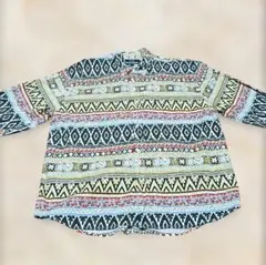 Center Clease 総柄 民族柄 レトロ アート ビンテージ 長袖シャツ