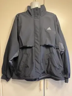 adidas スリーストライプス ブルゾン ジャンパー グレー XL 裏起毛