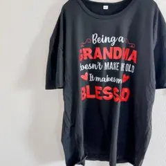 ⭐️6131 美品 【XXL】 黒 Tシャツ グランマ プリントシャツ 半袖