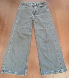 H&M ワイドレッグ デニムパンツ グレー 130