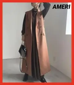 AMERI　アメリ　ロングジレ　ワンピース　ジャケット　レンガ色　M