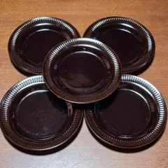 飴釉 ブラウン皿　飴色 琥珀 しのぎ柄　薄造り