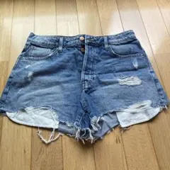 デニムカットオフショートパンツ