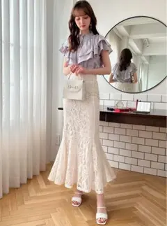 GRL 花柄レースマーメイドスカートnh54 アイボリーMサイズ
