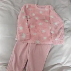 ピンク 星柄 フリース パジャマ 上下セット130