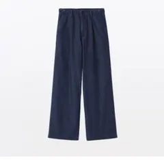 無印良品 デニムタックワイドパンツ ネイビーのサムネイル