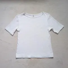 UNIQLO リブボートネック 五分袖 Tシャツ M