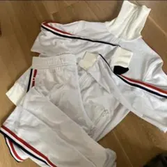 ホワイト ストライプ ジャージ上下セットsサイズ