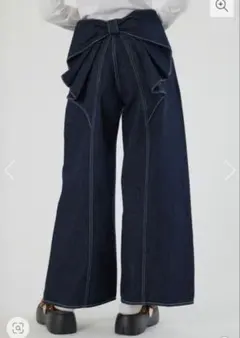 新品未使用◆ロデオクラウンズ ビッグリボンデニムパンツ M ワイド 濃紺