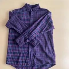 ユニクロ　赤系チェック 長袖ネルシャツ　メンズM