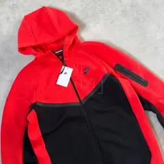 NIKE テックフリース パーカー スウェット レッド ブラック Lサイズ