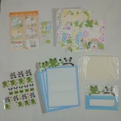 平成レトロ レターセット 2点まとめ クローバー カエルとパンダ シール欠けあり