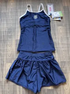 値下げ新品タグ　スクール水着 セパレート　女の子用140 ネイビー　ピンクラテ
