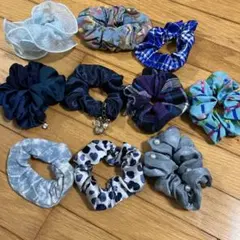 ブルー系のヘアゴム 12点