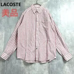 美品LACOSTE ラコステ リネンシャツ長袖　ボタンダウン　ワニ刺繍　フリーのサムネイル