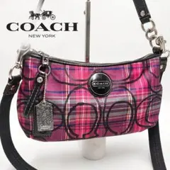 美品】COACH オプアート クローバー ミニショルダーバッグ 馬車ロゴ 