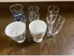 脚付きタンブラー 陶器製2個 ガラス製4個 の6個セット