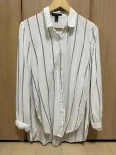 FOREVER 21 ホワイトストライプ 長袖シャツ S