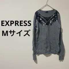 EXPRESS レディース ニット Mサイズ グレー スパンコール セーターのサムネイル