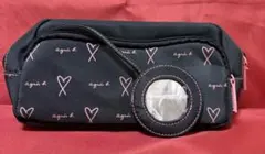 agnès b. ハート柄ポーチ ミラー付き