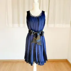 axes femme アクシーズファム バックバラスリットドレス 紺 M