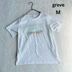 【グローブ】半袖カットソー Tシャツ (M) プリント 白 カジュアル