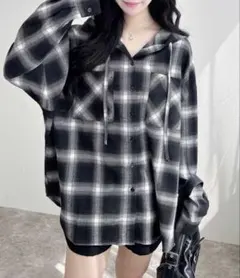 INGNI フードビッグチェック柄シャツ