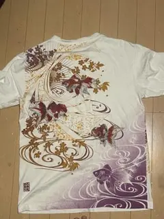 絡繰魂　金魚刺繍和柄Tシャツ