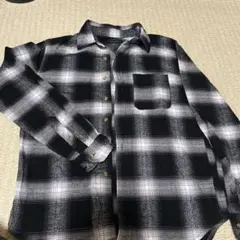 roshell オンブレチェックシャツ　ブラック　ホワイト