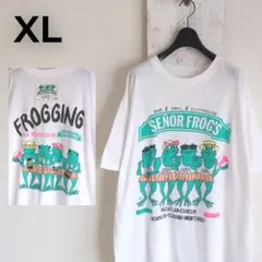 90s セニョールフロッグス 両面プリント Tシャツ XL ホワイト カエル