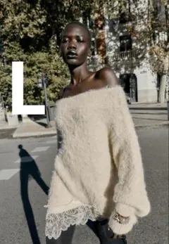 ZARA　レースコンビニットセーター