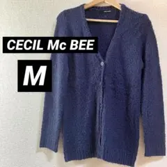【CECIL McBEE 】カーディガン M ネイビー Vネック シンプル 無地