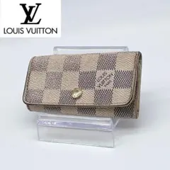 【美品】 ルイヴィトン レザー×PVC キーケース ダミエ 総柄 ホワイト 白