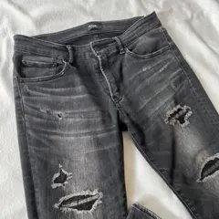AZUL by MOUSSY スキニーデニム ブラック ダメージ Lのサムネイル