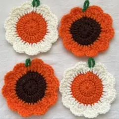 アクリルたわし エコたわし お花 かぎ針編み 北欧 ハンドメイド 青