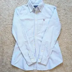 美品ポロラルフローレン カスタムフィット オックスフォードシャツ ストライプ S