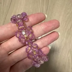 ハンドメイド パープルビーズ ブレスレット