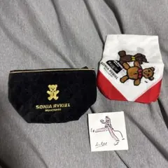 SONIA RYKIEL ポーチ ハンカチ セット ベア刺繍のサムネイル