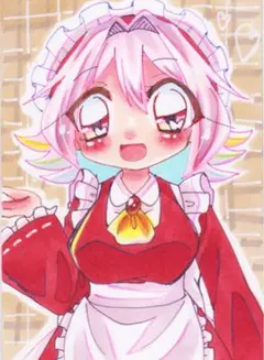 アナログイラスト メイドさん 女の子 コピック 萌え絵 ATC